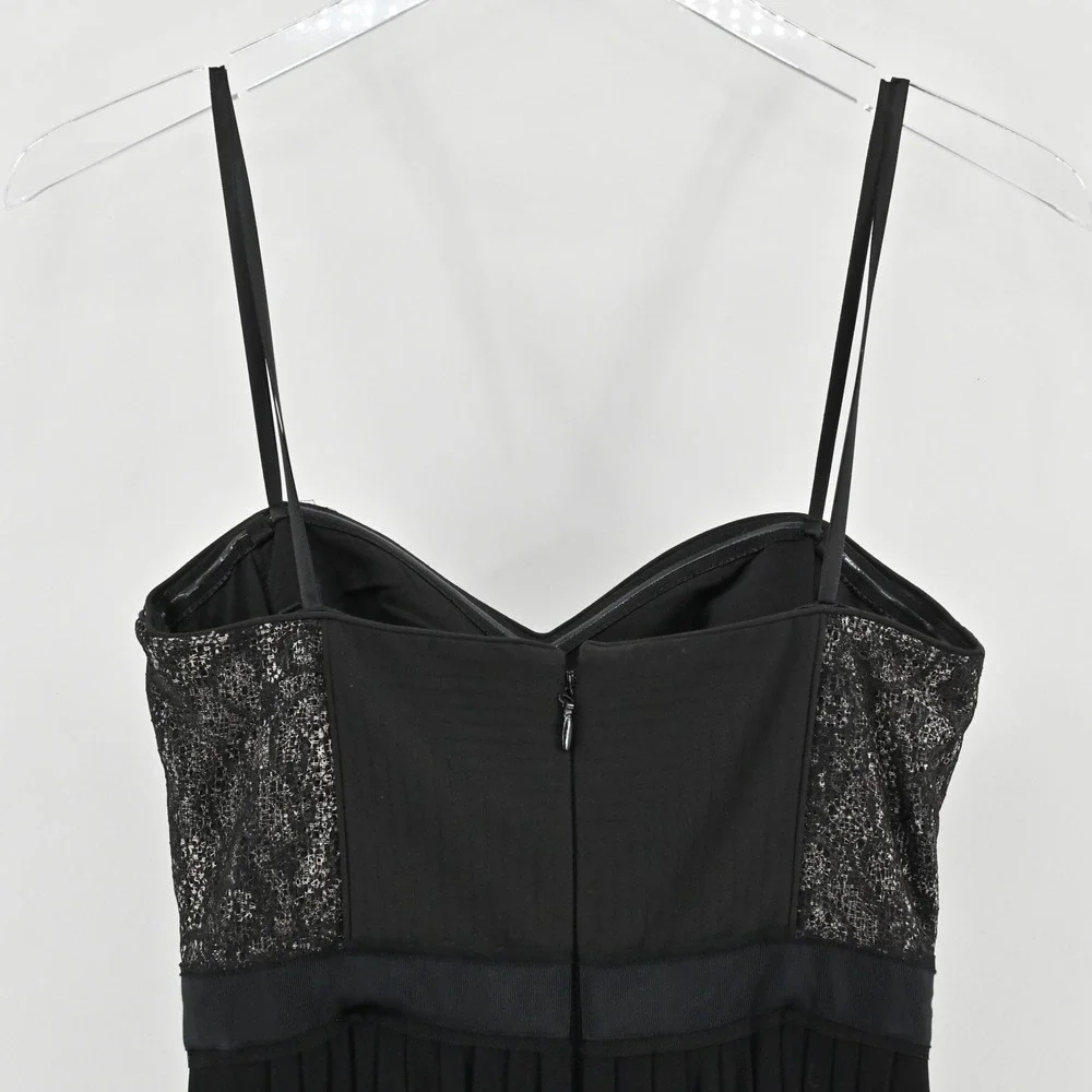BCBGMAXAZRIA Kore Lace Strapless Mini Dress Size XS Black Goth Ruched Bubble Hem